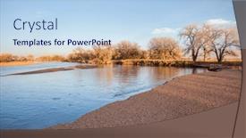  Presentation with winter river - Presentation design having winter-sunset-over-south-platte background and a light blue colored foreground