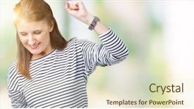  Presentation with dance and music - Cool new slide deck with winter sweater over isolated background backdrop and a soft green colored foreground