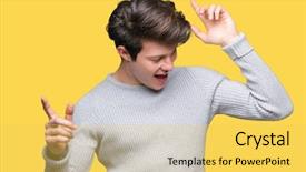  Presentation with winter - Presentation design featuring winter sweater over isolated background background and a yellow colored foreground