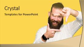  Presentation with winter - Colorful PPT theme enhanced with winter sweater smiling making frame backdrop and a  colored foreground