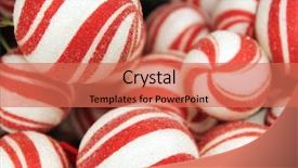  Presentation with christmas candy - Colorful presentation theme enhanced with red and white candy background backdrop and a coral colored foreground
