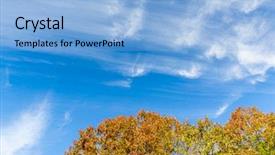  Presentation with fall leaves border - Presentation having leaves against a cloudy blue background and a light blue colored foreground