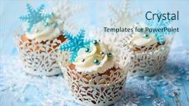  Presentation with festive - Presentation theme featuring festive christmas cupcakes decorated background and a sky blue colored foreground