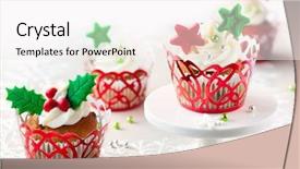  Presentation with festive - Colorful PPT layouts enhanced with festive christmas cupcakes with vanilla backdrop and a sky blue colored foreground