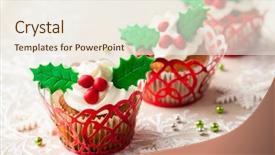  Presentation with festive - Audience pleasing presentation theme consisting of festive christmas cupcakes with vanilla backdrop and a sky blue colored foreground