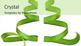  Presentation with ribbon green - Amazing presentation theme having green ribbon isolated on white backdrop and a yellow colored foreground