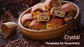  Presentation with cinnamon - Audience pleasing slides consisting of homemade cinnamon buns with chocolate - sweet food backdrop and a wine colored foreground