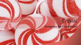  Presentation with mint - PPT theme consisting of party valentines - white and red mint balls background and a coral colored foreground