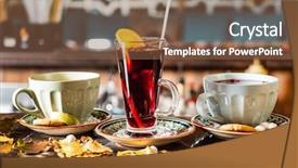  Presentation with infusion - Beautiful PPT theme featuring winter teas and infusions backdrop and a tawny brown colored foreground