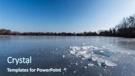  Presentation with ice block - Presentation theme featuring winter temperatures block of ice background and a ocean colored foreground