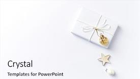  Presentation with white christmas - PPT theme featuring winter template - christmas present with christmas decorations background and a sky blue colored foreground