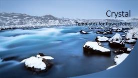  Presentation with beautiful mountains river lake sky nature - Slide deck consisting of winter time traveling to cold background and a light blue colored foreground
