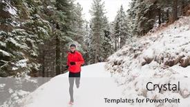  Presentation with man on train - Slide set having red white black - winter trail running man takes background and a light gray colored foreground