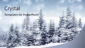  Presentation with forest winter - Amazing theme having winter trees in mountains covered backdrop and a light blue colored foreground