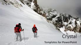  Presentation with trekking - Cool new PPT layouts with winter trekking in the mountains backdrop and a light gray colored foreground