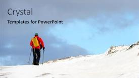  Presentation with climbing mountains - PPT theme enhanced with winter-trekking-uphill-in-winter background and a light blue colored foreground
