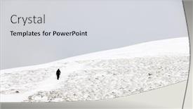  Presentation with climbing mountains - Presentation theme featuring winter-trekking-uphill-in-winter background and a light gray colored foreground
