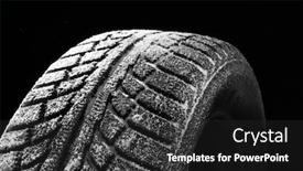  Presentation with tyre - Colorful slides enhanced with winter tyre cover in snow on a black background backdrop and a dark gray colored foreground