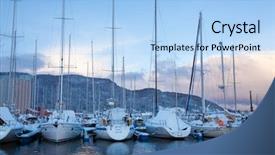  Presentation with marina - Slides with winter view of a marina in trondheim background and a light blue colored foreground