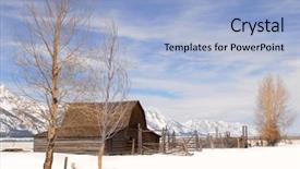  Presentation with teton - Presentation having winter view of the moulton barn in the teton national park background and a light blue colored foreground