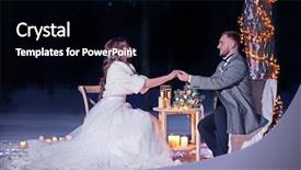  Presentation with flower wedding - Colorful PPT layouts enhanced with winter wedding outdoors in even backdrop and a  colored foreground