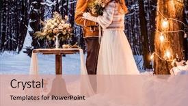  Presentation with wedding - Cool new presentation theme with winter wedding backdrop and a coral colored foreground