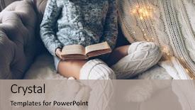  Presentation with winter scene - Colorful theme enhanced with winter weekend while reading book backdrop and a light gray colored foreground