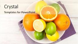  Presentation with lemons - Slide set featuring winter wemon - citrus fruits on plate oranges background and a lemonade colored foreground