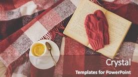  Presentation with hot tea - PPT theme featuring winter wemon - cup of hot tea background and a violet colored foreground