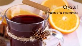  Presentation with wind energy close up portrait - PPT theme with winter wemon - mulled wine with oranges close background and a yellow colored foreground