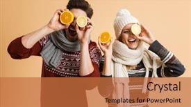  Presentation with lemons - Presentation theme consisting of winter wemon - portrait of a cheerful young background and a red colored foreground