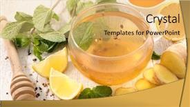  Presentation with lemon and ginger tea - Beautiful theme featuring winter wemon - tea with lemon and ginger backdrop and a  colored foreground