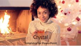  Presentation with christmas tree - Slide set consisting of winter wemon - young woman drinking spicy lemon background and a coral colored foreground