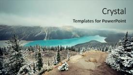  Presentation with banff national park - PPT theme consisting of winter with snow in banff background and a light gray colored foreground