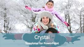  Presentation with winter wonderland - Colorful presentation theme enhanced with winter wonderland - family playing in the snow backdrop and a teal colored foreground