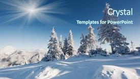  Presentation with mountains - Beautiful slides featuring winter wonderland - frosty and sunny day is backdrop and a ocean colored foreground