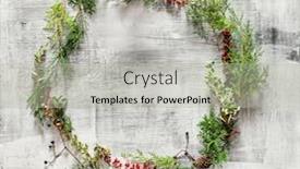  Presentation with watercolor wreath of flowers - Cool new presentation theme with winter wreath on the wooden background backdrop and a light gray colored foreground