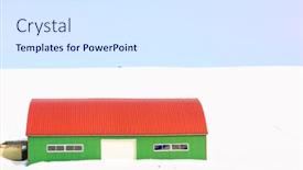  Presentation with japan - PPT theme having wintery-countryside-and-barnhouse background and a sky blue colored foreground