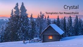  Presentation with sunlight - PPT layouts having wintry scene with snowy house background and a light blue colored foreground