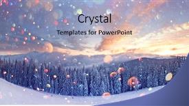  Presentation with winter scene - Beautiful PPT theme featuring wintry scene with snowy tree backdrop and a  colored foreground