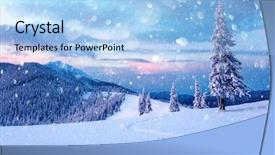  Presentation with winter scene - Slide deck featuring wintry scene with snowy tree background and a  colored foreground