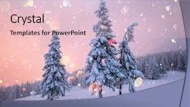  Presentation with bokeh effect blue light - Theme enhanced with wintry scene with snowy tree background and a lemonade colored foreground