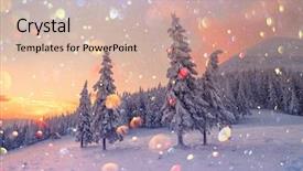  Presentation with winter landscape winter tree - Presentation theme enhanced with wintry scene with snowy tree background and a soft green colored foreground