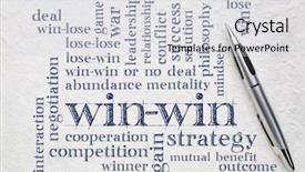  Presentation with win win - Audience pleasing slides consisting of win-win strategy word cloud backdrop and a light gray colored foreground