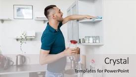  Presentation with cleaning - Cool new PPT layouts with wipe - cleaning household and people concept backdrop and a light gray colored foreground