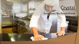  Presentation with kitchen - Amazing presentation theme having wipe - male cook wiping the counter backdrop and a mint green colored foreground