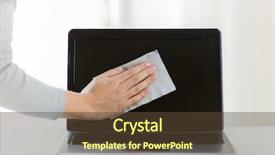  Presentation with electronics - PPT theme with wipe room - people housework electronics and housekeeping background and a tawny brown colored foreground