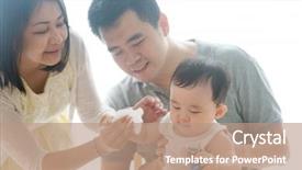  Presentation with tissue paper - Presentation having wipes baby hand with tissue background and a coral colored foreground