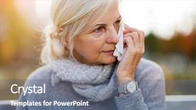  Presentation with eyes - Presentation theme enhanced with wipes her eyes with tissue background and a gray colored foreground