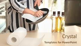  Presentation with frying - PPT layouts enhanced with wiping frying pan with paper background and a lemonade colored foreground